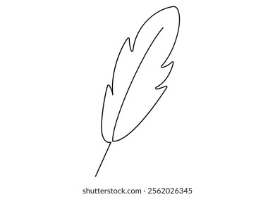 Bird feather continuous one line drawing of bird feather icon  Isolated on white background vector illustration
