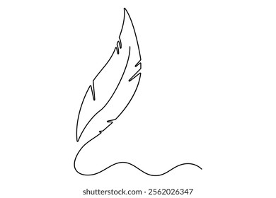 Bird feather continuous one line drawing of bird feather icon  Isolated on white background vector illustration
