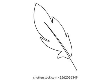 Bird feather continuous one line drawing of bird feather icon  Isolated on white background vector illustration
