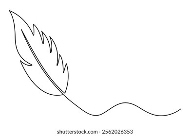 Bird feather continuous one line drawing of bird feather icon  Isolated on white background vector illustration
