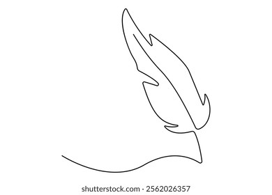 Bird feather continuous one line drawing of bird feather icon  Isolated on white background vector illustration
