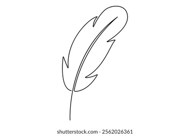 Bird feather continuous one line drawing of bird feather icon  Isolated on white background vector illustration
