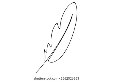 Bird feather continuous one line drawing of bird feather icon  Isolated on white background vector illustration
