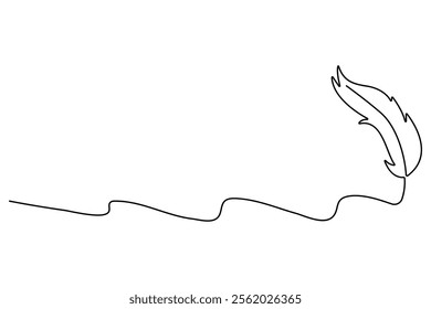 Bird feather continuous one line drawing of bird feather icon  Isolated on white background vector illustration
