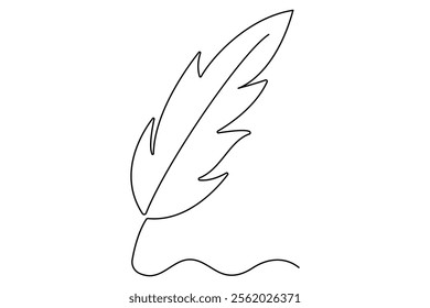 Bird feather continuous one line drawing of bird feather icon  Isolated on white background vector illustration
