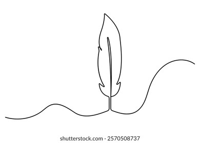 Bird feather continuous one line drawing of simple vector illustration