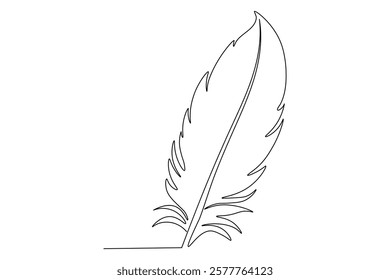 Bird feather Continuous one line art drawing  of outline line vector illustration with white background