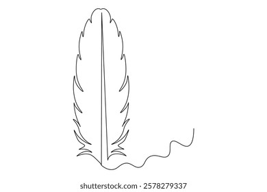 Bird feather Continuous one line art drawing  of outline line vector illustration