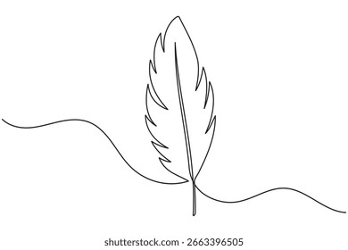 Vogel Feder durchgehende eine Linie Zeichnung minimalistischen Stil auf weißem Hintergrund