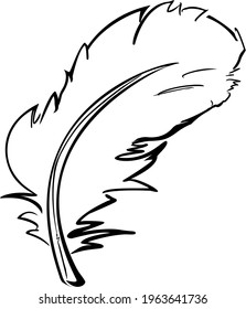 Esbozo de contorno de plumas de pájaro. Ilustración del vector 