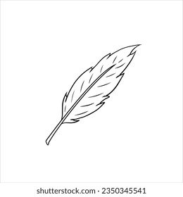Vogelfeder. Dekoratives Element. Cartoon-Illustration. Plumage fliegender Tiere für das Farbbuch