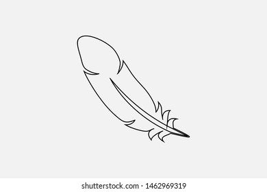 Bird feather glyph vector.pen illustration