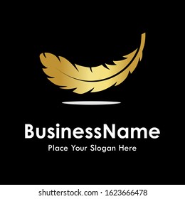Bird feather gold icon vector logo template. suitable for business, arts and education