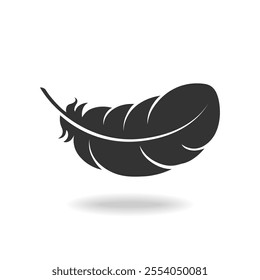 Bird feather graphic icon. Feather sign isolated on white background. Vector illustration