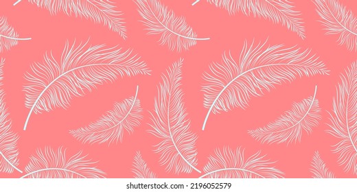 Bird Feather Hand Drawn Seamless Pattern Background Illustration