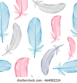 Bird Feather Hand Drawn Seamless Pattern Background Vector Illustration. EPS10