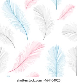 Bird Feather Hand Drawn Seamless Pattern Background Vector Illustration. EPS10