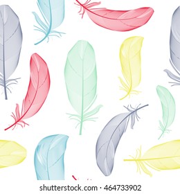 Bird Feather Hand Drawn Seamless Pattern Background Vector Illustration. EPS10