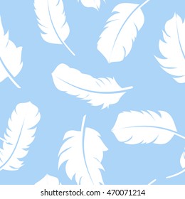 Bird Feather Hand Drawn Seamless Pattern Background Vector Illustration. EPS10