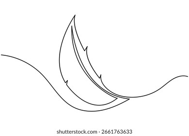 Ícone de pena de pássaro desenho contínuo de uma linha estilo minimalista natureza resumo esboço vetor ilustração