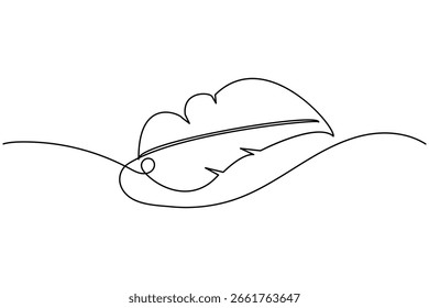 Bird feather icon continuous one line drawing minimalist style nature abstract outline vector illustration