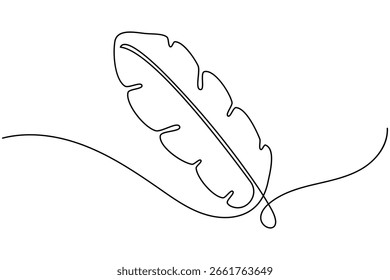 Vogel Feder Symbol durchgehende einzeilige Zeichnung minimalistischen Stil Natur abstrakte Kontur Vektorgrafik