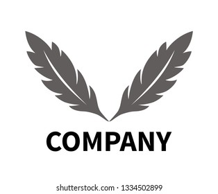 bird feather icon logo design illustration of wing for write and drawing with ink target