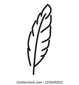 Vector de contorno de icono de pluma de aves. Pluma. Arte de tinta