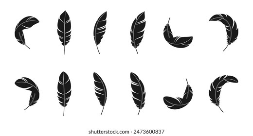 Bird feather icon set. vector illustration isolated on white background