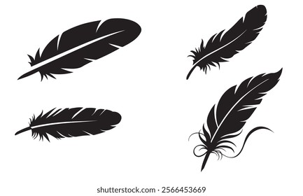 Bird feather icon set. vector illustration isolated on white background