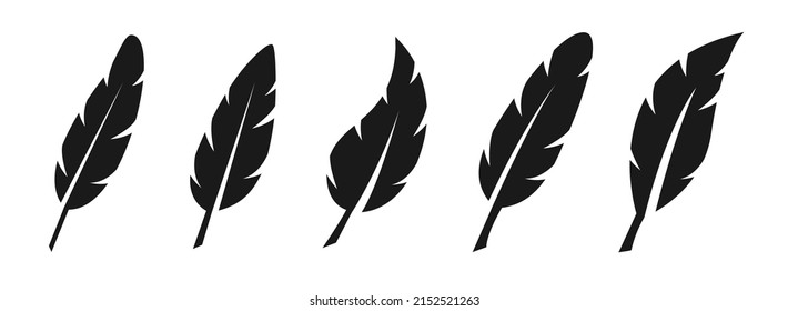 Bird feather icon silhouettes collection. Vector illustration