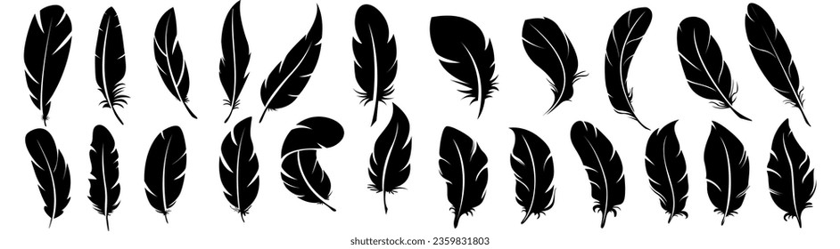 Bird feather icons. Platelet collection.
