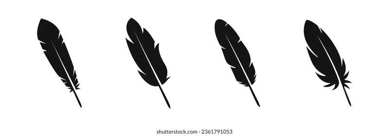 Vogelfedern-Symbole. Vektorfedersymbol-Set. Quill-Vektorsymbole. EPS10