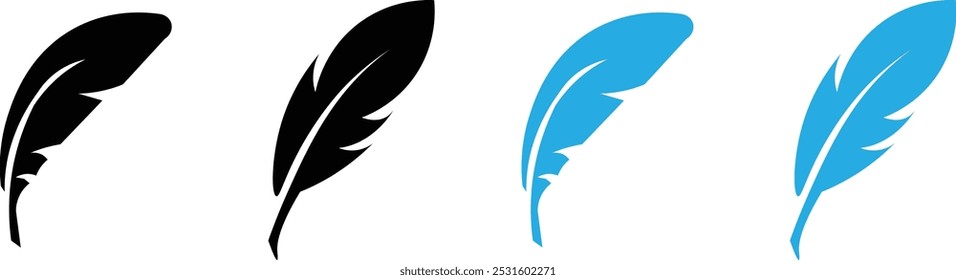 Bird feather icons. Vector silhouettes.vector eps10