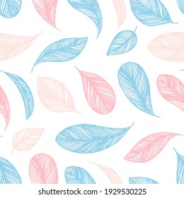 Bird feather liner style vector seamless pattern. Decorative illustration, good for printing. Bird feather wallpaper vector. Great for label, print, packaging, fabric.