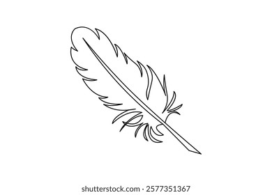  Bird feather on line art hand drawn symbol outline vector illustration