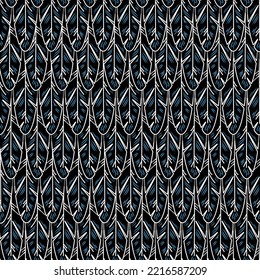 bird feather ornament, imitation of dark-colored bird plumage, seamless vector illustration