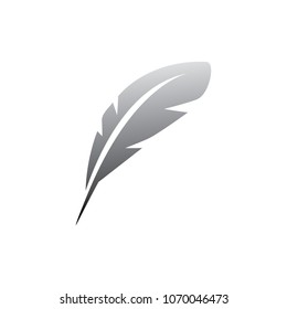 Bird feather quill design vector icon grey