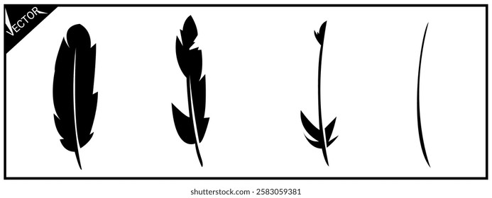 bird feather silhouette. vector illustration.