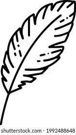 bird feather, vector black and white graphics