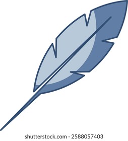 bird feather vector icon transparent background. replaceable blue color design