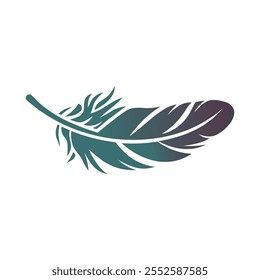 Bird feather vector silhouette illustration isolated on white. Gradient color. Flat design for icon, sign, symbol, logo, illustration, editable stroke.