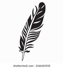 Bird Feather From Wing Isolated. Isolated Illustration Element. Vector Feather For Background, Texture, Wrapper Pattern, Frame Or Border.