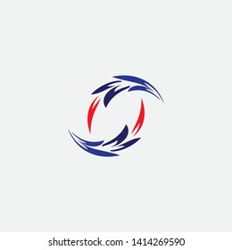 Bird feathers are circular logo design vector
