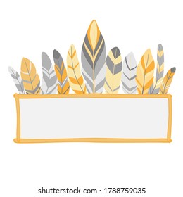 bird feathers frame on the white background