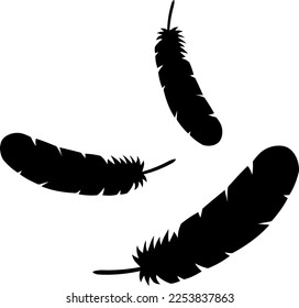 Las plumas de pájaro aíslan la silueta vectorial aislada.