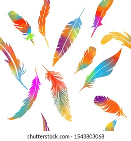 Bird feathers seamless pattern. Vector illustration