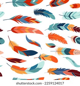 bird feathers seamless white background, vector