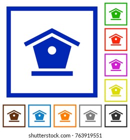 Bird feeder flat color icons in square frames on white background