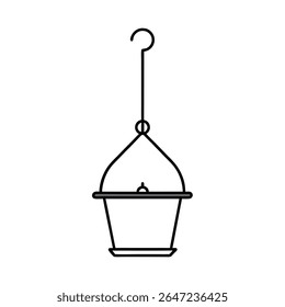 Bird feeder hanging from shepherd s hook clean line scene Vector illustration